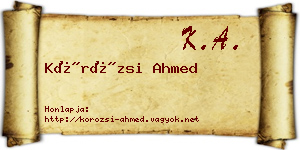 Körözsi Ahmed névjegykártya